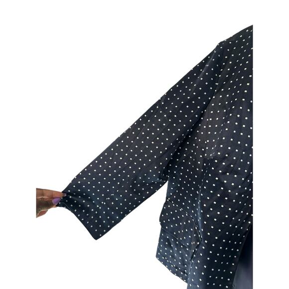 Pendleton Blazer Blue Polka Dot Open Front Silk Blend Office Work Career Size 16 - Picture 6 of 11